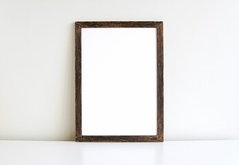 Rustic, vintage picture or photo frame mockup, vertical wooden sign, blank portrait frame.