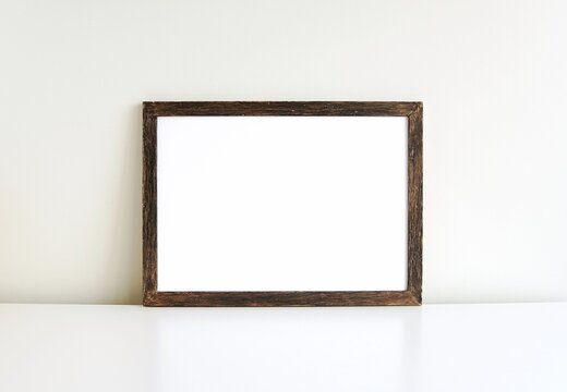Rustic, vintage picture or photo frame mockup, horizontal wooden sign, blank landscape frame mock-up.