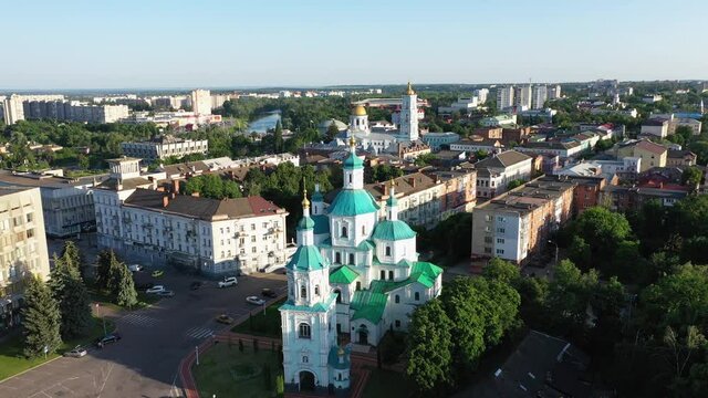 City Sumy, the capital of Sumy region, Ukraine, Europe aerial view