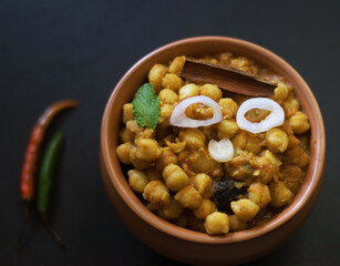 Chana masala, also known as channay, chole masala, chole or chholay, is a dish originating from the Indian subcontinent