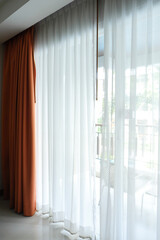 Obraz na płótnie Canvas Curtains window Luxury bedroom decoration