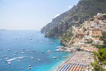 Naklejka premium Stunning beach on Amalfi coast, Positano, Italy