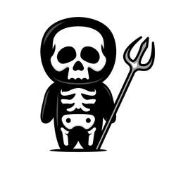 Cute little skeleton mascot design with Halloween costume