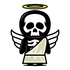 Cute skull mascot design illustration with love and romance theme