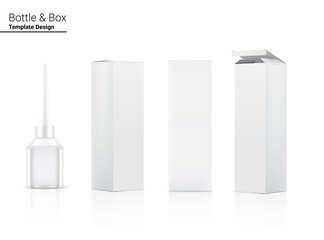 3D Mock up Realistic Bottle for Eyeliner Cosmetic product  packaging and Box Container on white background vector illustration. Health care and Make up Object.