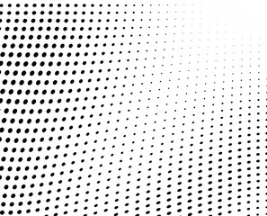 Halftone dots curved gradient pattern texture isolated on white background