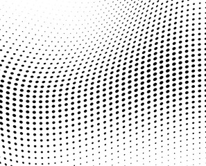 Monochrome printing raster, abstract vector halftone background. Black and white texture of dots