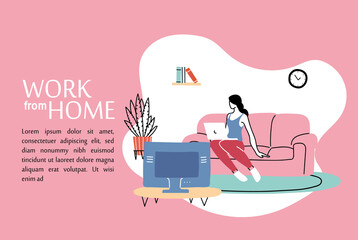 young woman working at home