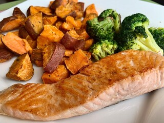Salmon and vegetables for lunch