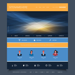 Website Design Template for Your Business with Orange and Blue Wavy Gradient Texture in the Header