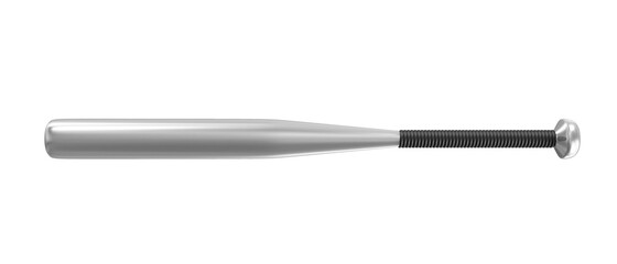 mock-up grey baseball bat with black handle isolated on white background