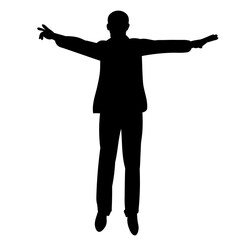  black silhouette on a white background man jumping