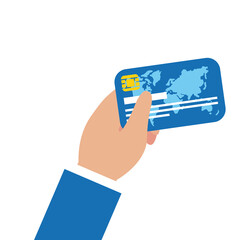 Isolated hand holding credit card vector design