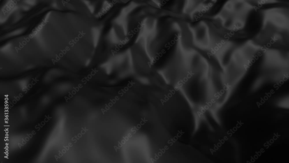 Poster Abstract moving black ocean waves background. 3D animation of liquid wavy surface. 4K seamless looped smooth black surface with waves and ripples.