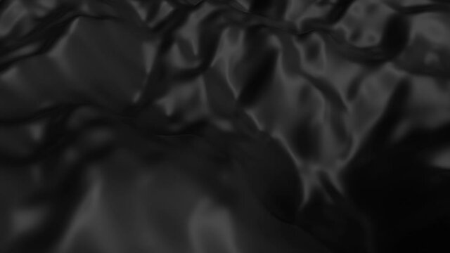 Abstract moving black ocean waves background. 3D animation of liquid wavy surface. 4K seamless looped smooth black surface with waves and ripples.