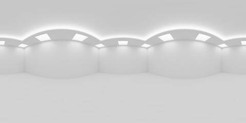 Еmpty white room with square embedded ceiling lamps HDRI map