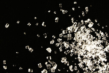 sea salt on a black background. macro shot.