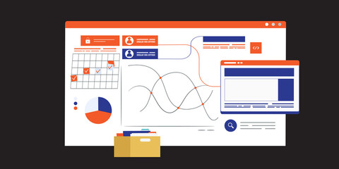 Infographic work space. Browser or website with infographics template