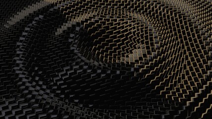 black and golden geometry shapes pattern. 3d rendering