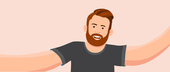 Man is doing selfie vector illustration