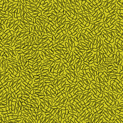 Seeds, rice, curls. Simple seamless black and yellow pattern. Scandinavian style, design for wallpaper, fabric, textile,wrapping paper. Coloring page, book.