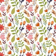 Colorful Flower Seamless Pattern with white background