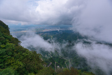 Fototapeta premium Natural scenery of Tianmen Mountain in Zhangjiajie, Changsha, Hunan Province, China, with green natural background.