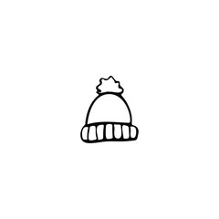 Single vector doodle element isolated on white background. Winter hat