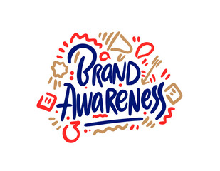 Brand awareness. hand drawn illustration. Vector.  