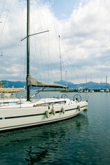 Fototapeta premium Ouchy is a port and a popular lakeside resort south of the centre of Lausanne in Switzerland, at the edge of Lake Geneva.
