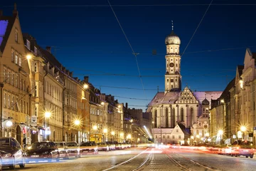 Abwaschbare Fototapete Krakau Augsburg St. Ulrich zur blauen Stunde