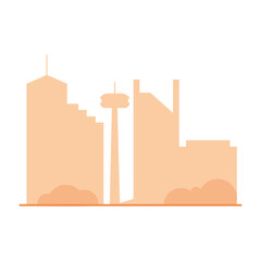 City buildings and tower silhouette vector design