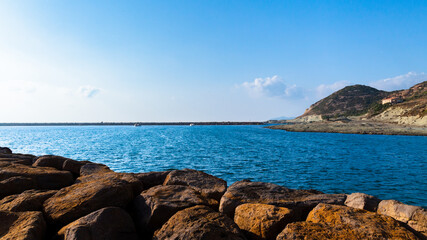 Fototapeta na wymiar Shot of the coast in Bosa Marina, Sardinia