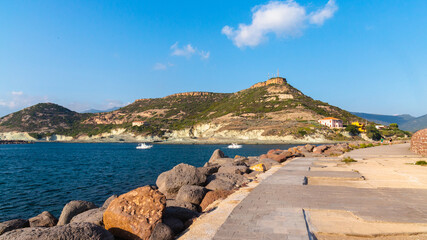 Shot of the coast in Bosa Marina, Sardinia
