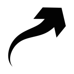 curved up arrow icon, silhouette style