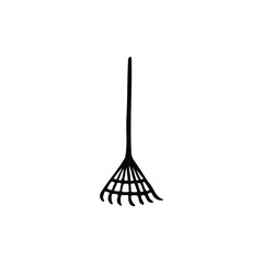 Single vector doodle element isolated on white background. Lawn rake.