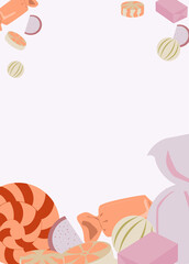 Candies. Chocolate filling, lollipops, marmalade, chocolate.