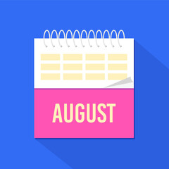 Calendar icon - August. Planning. Time management.