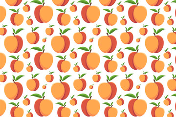 Nectarine pattern on a white background. Bright fruit background