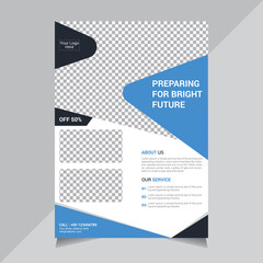 Education Flyer design. Corporate business flyer, brochure or flyer design. Leaflet presentation, Blue color, Modern poster magazine, layout, template. A4