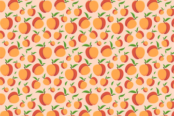 Nectarine pattern on a orange background. Bright fruit background
