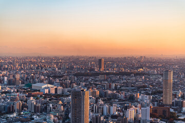 Asia Business concept for real estate and corporate construction - panoramic modern city skyline bird eye aerial view in Shibuya Sky, Tokyo, Japan