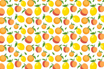 Fresh fruit pattern on a white background. Bright fruit background