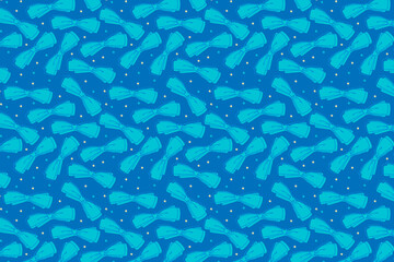 Bright bow pattern. Festive blue bow background