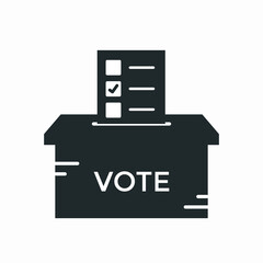 Vote icon in flat style. Ballot box vector illustration on white isolated background. Election business concept.
