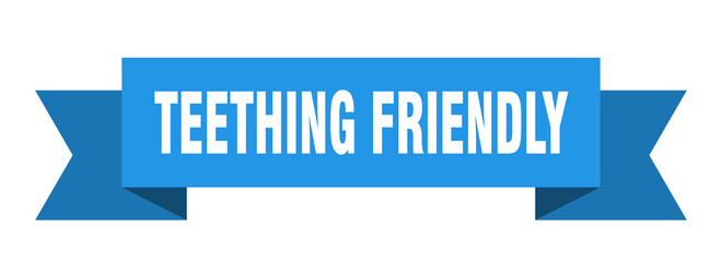 teething friendly ribbon. teething friendly isolated band sign. teething friendly banner