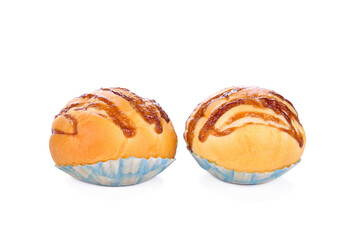 Chocolate bun isolated on white background