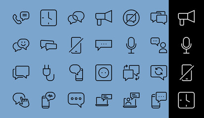 Simple set of message line vector line icons. contains icons such as conversation, SMS, notifications, group chat, and more. Editable stroke. 48x48 pixels perfect, white background