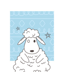 Naklejka premium cute animals sketch wildlife cartoon adorable little sheep stars design