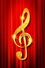Gold ribbon in the shape of treble clef